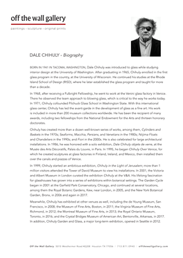 DALE CHIHULY - Biography