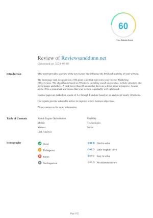 Review of Reviewsanddunn.Net Generated on 2021-07-03