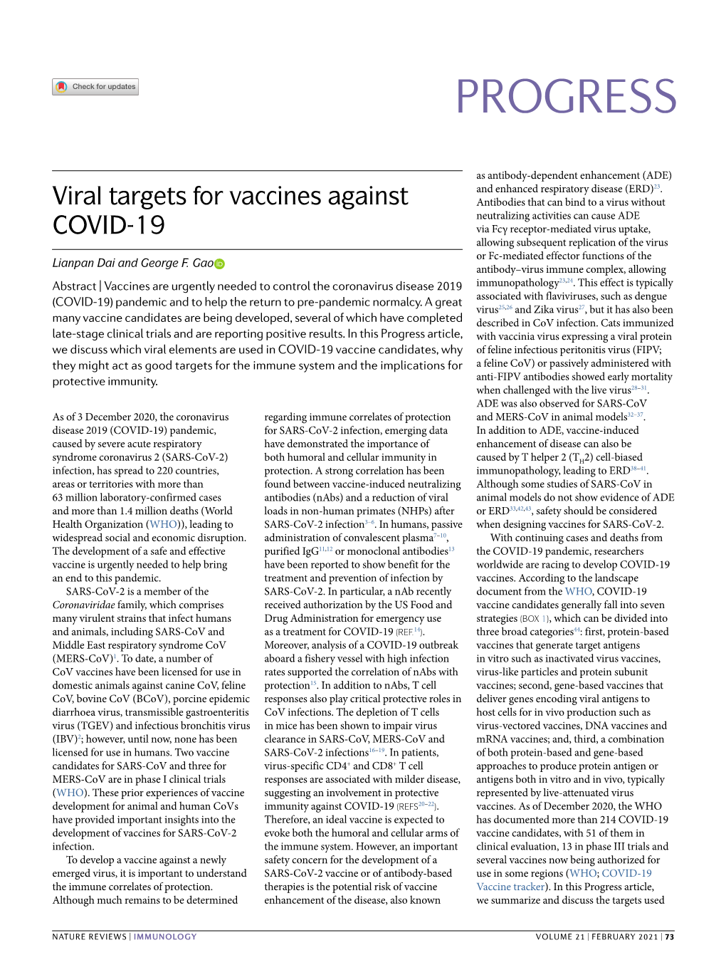 Viral Targets for Vaccines Against COVID-19