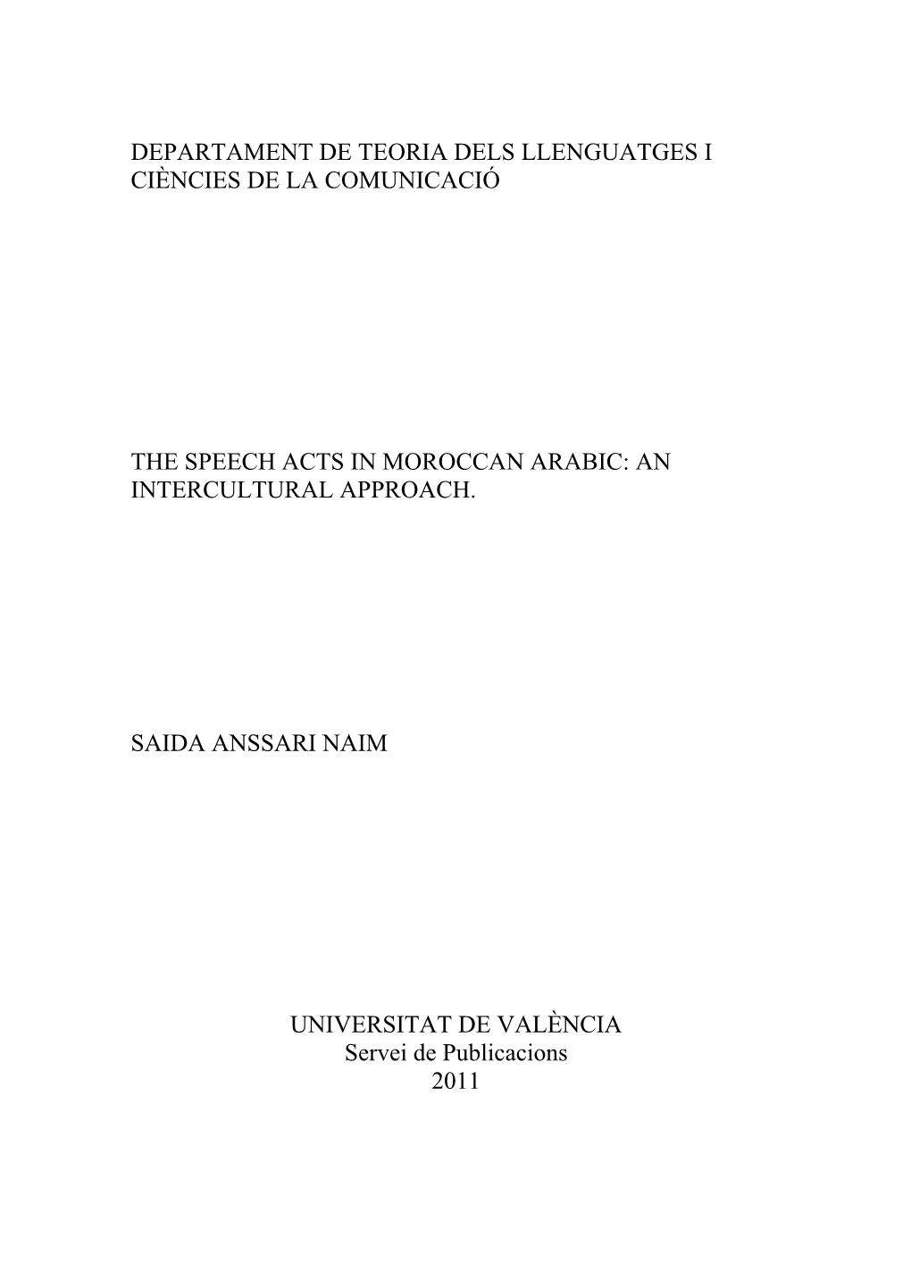 Departament De Teoria Dels Llenguatges I Ciències De La Comunicació