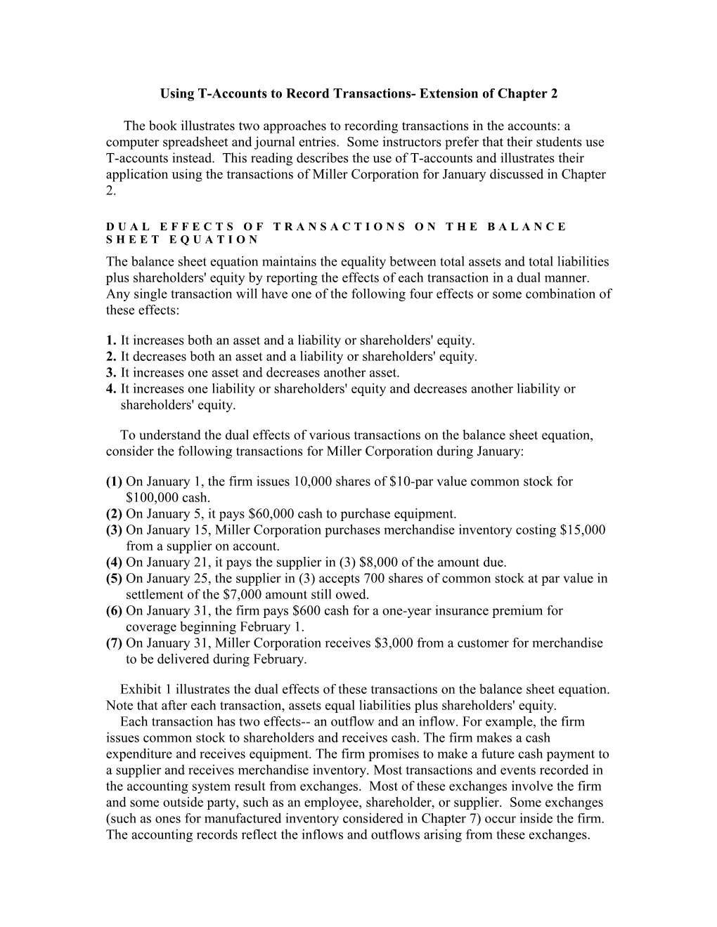 Using T-Accounts to Record Transactions- Extension of Chapter 2