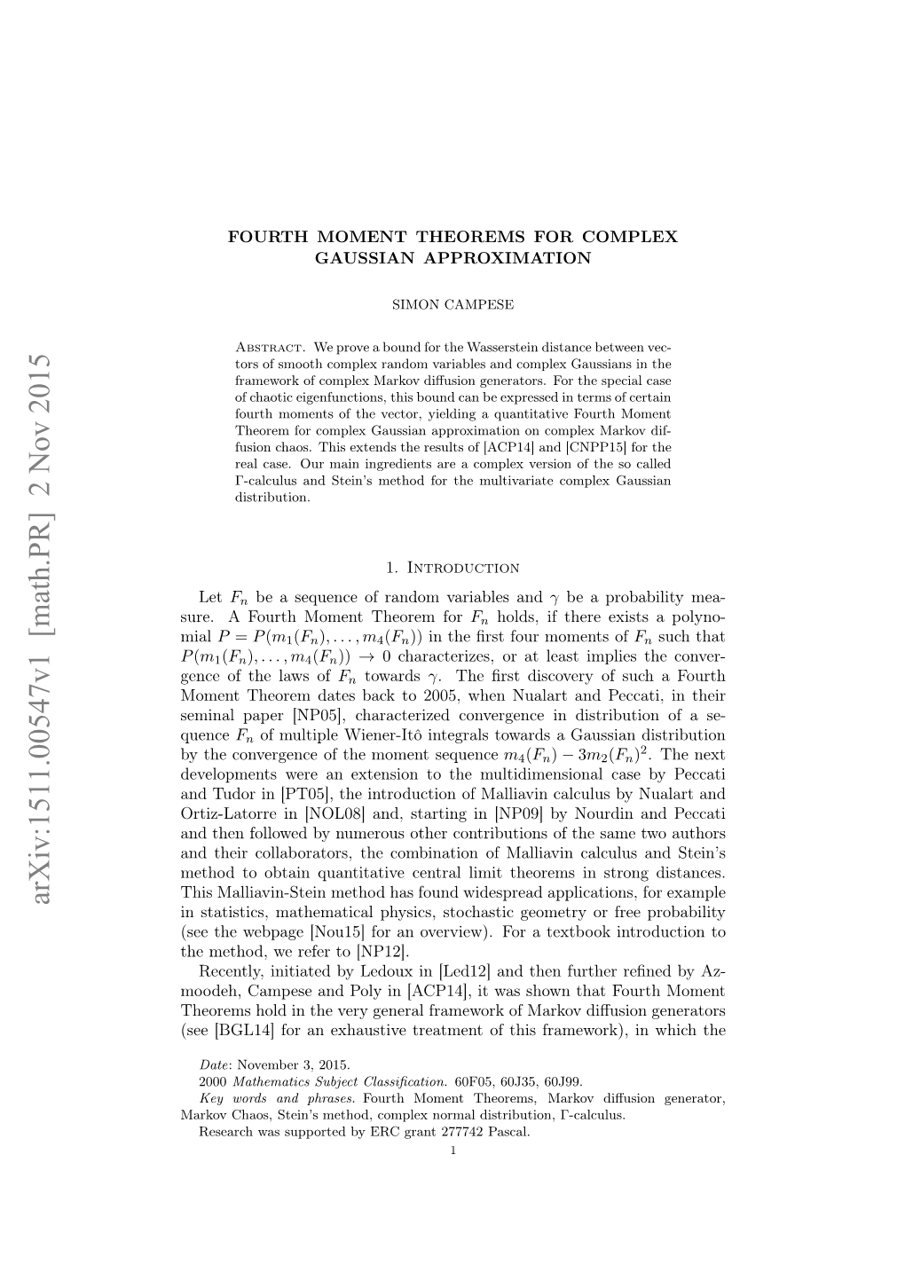 Fourth Moment Theorems for Complex Gaussian Approximation