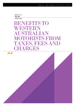 Benefits to Western Australian Motorists from Taxes, Fees And