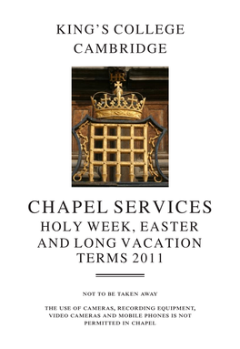 Holy Week and Easter and Long Vacation Terms 2011 Service List