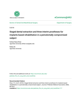 Staged Dental Extraction and Three Interim Prostheses for Implants Based Rehabilitation in a Periodontally Compromised Subject