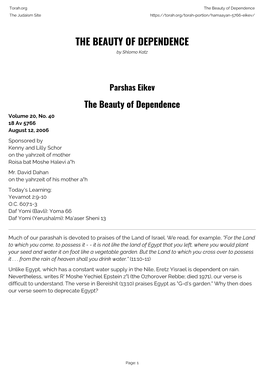 The Beauty of Dependence the Judaism Site