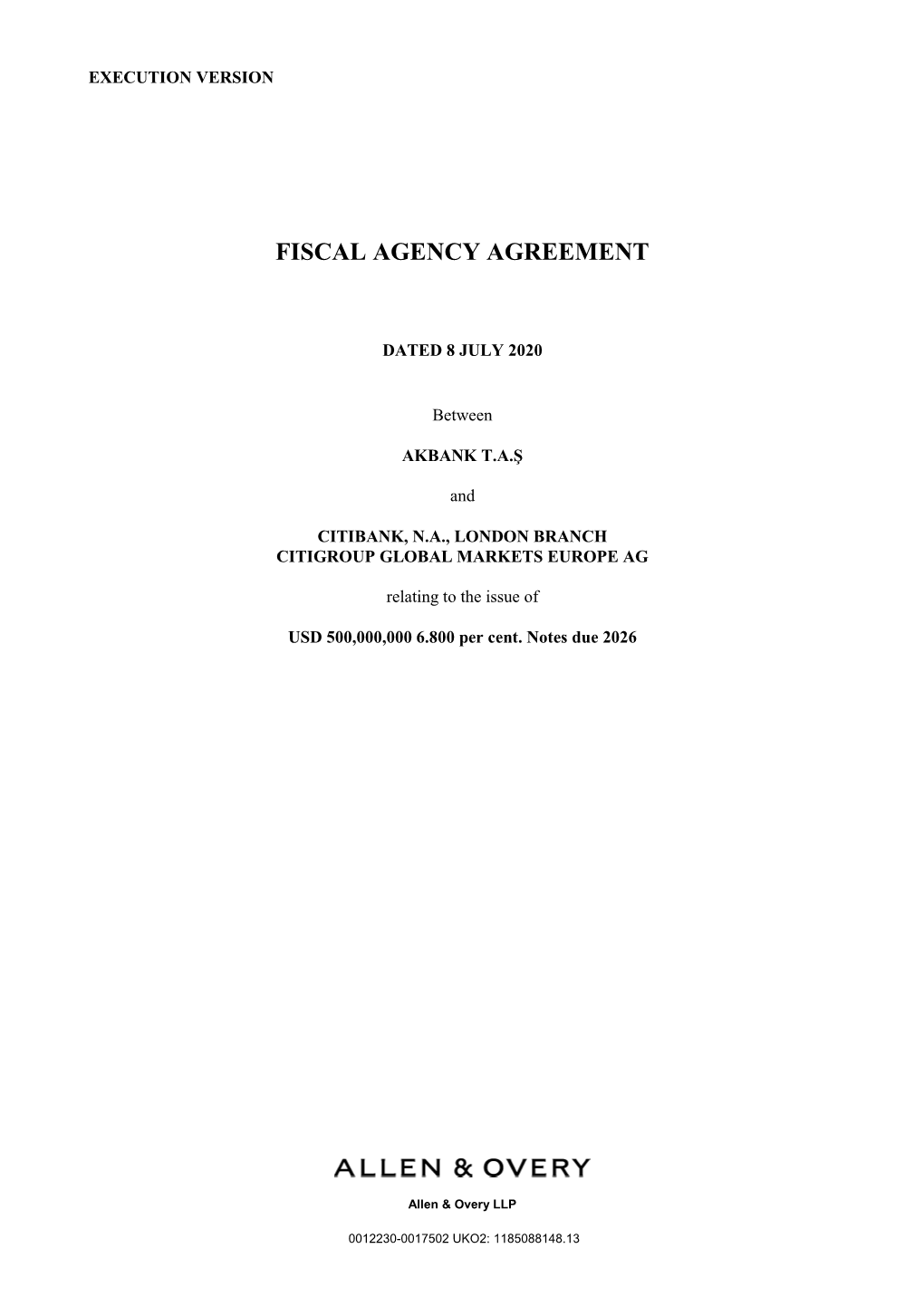 Fiscal Agency Agreement