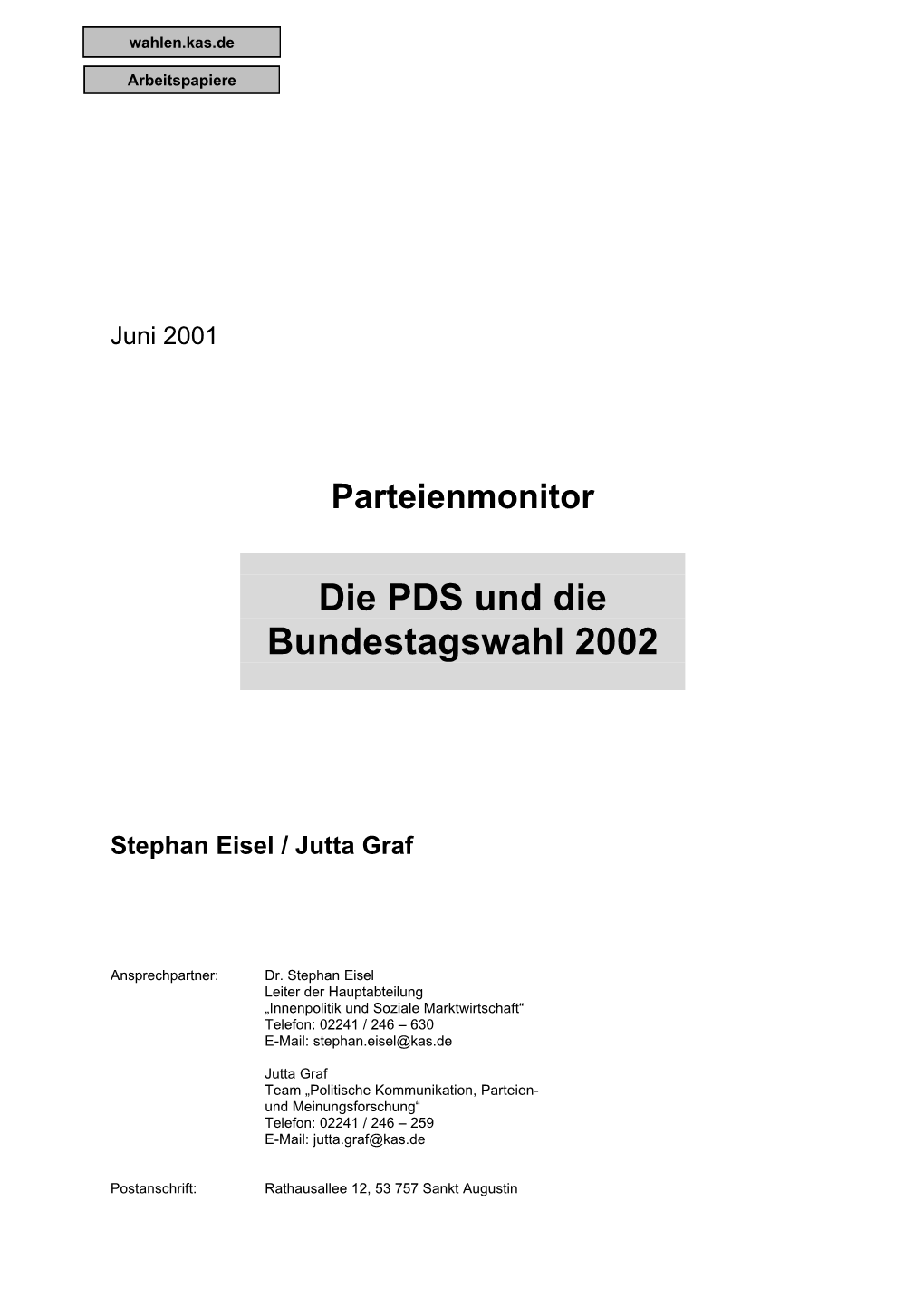 Die PDS Und Die Bundestagswahl 2002
