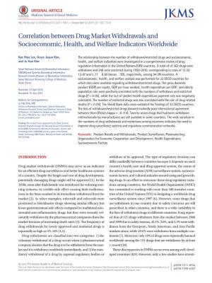 Correlation Between Drug Market Withdrawals and Socioeconomic, Health, and Welfare Indicators Worldwide