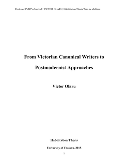From Victorian Canonical Writers to Postmodernist Approaches