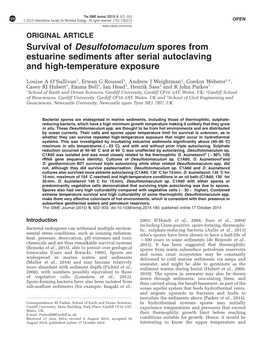 Survival of Desulfotomaculum Spores from Estuarine Sediments After Serial Autoclaving and High-Temperature Exposure