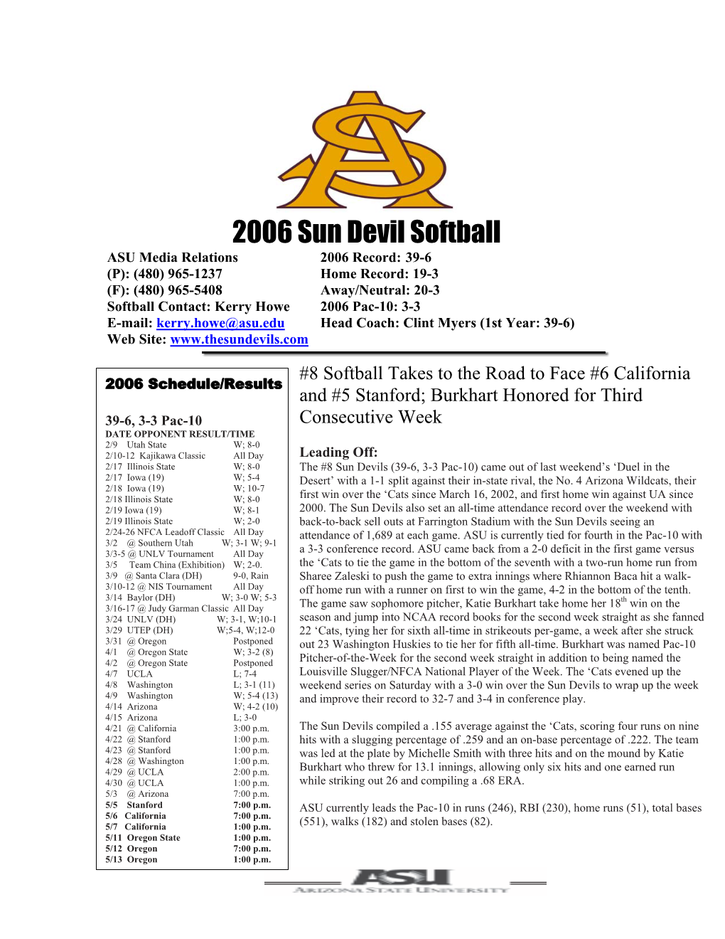 2006 Sun Devil Softball