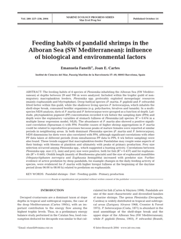 Feeding Habits of Pandalid Shrimps in the Alboran Sea (SW Mediterranean): Influence of Biological and Environmental Factors