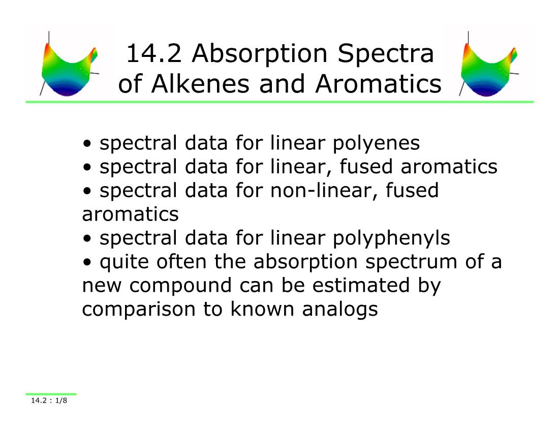 14.2 Absorption Spectra of Alkenes and Aromatics