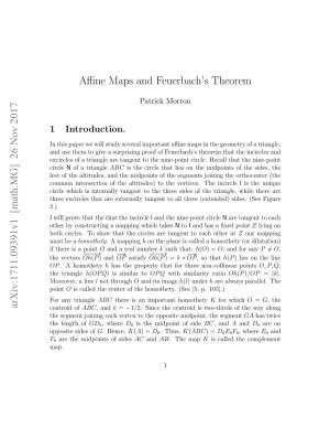 Affine Maps and Feuerbach's Theorem Arxiv:1711.09391V1