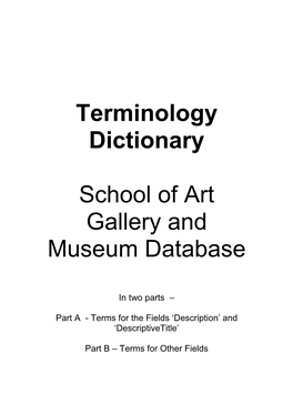 Terminology Dictionary