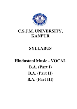 CSJM UNIVERSITY, KANPUR SYLLABUS Hindustani Music