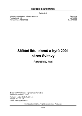 Sčítání Lidu, Domů a Bytů 2001 Okres Svitavy