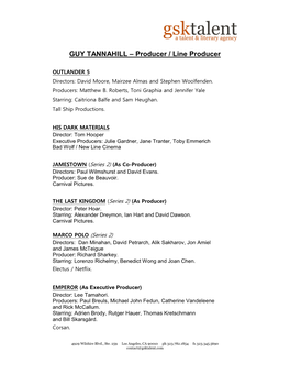 GUY TANNAHILL – Producer / Line Producer