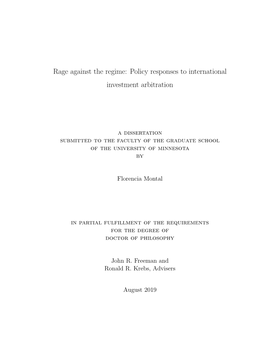 Policy Responses to International Investment Arbitration