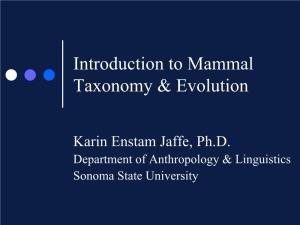 Introduction to Mammal Taxonomy & Evolution