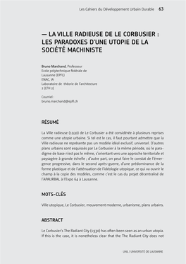 La Ville Radieuse De Le Corbusier : Les Paradoxes D'une Utopie De