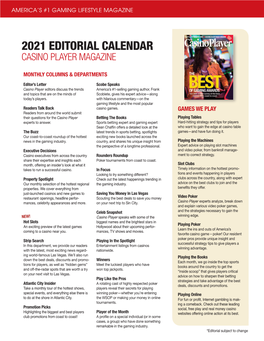 Editorial Calendar Casino Player Magazine