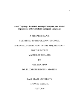 Areal Typology, Standard Average European, and Verbal Expressions of Gratitude in European Languages