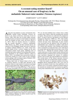 A Coconut-Eating Monitor Lizard? on an Unusual Case of Frugivory in the Melanistic Sulawesi Water Monitor (Varanus Togianus)