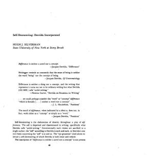 Derrida Incorporated HUGH J. SILVERMAN State University