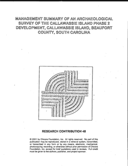 Management Summary of an Archaeological Survey of the Callawassie Island Phase 2 Development, Callawassie Island, Beaufort County, South Carolina