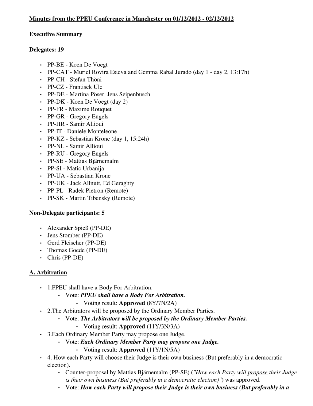 Minutes from the PPEU Conference in Manchester on 01/12/2012 ­ 02/12/2012