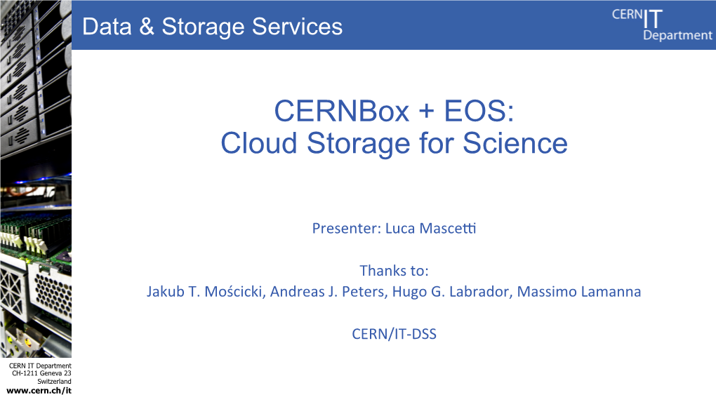 Cernbox + EOS: Cloud Storage for Science