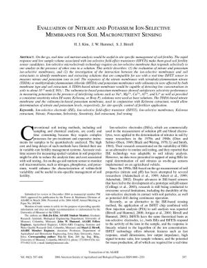 Evaluation of Nitrate and Potassium Ion-Selective Membranes for Soil Macronutrient Sensing