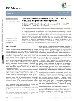 Synthesis and Antibacterial Effects of Cobalt–Cellulose Magnetic