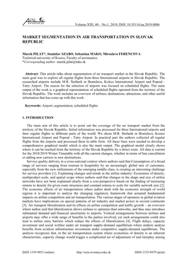 Market Segmentation in Air Transportation in Slovak Republic