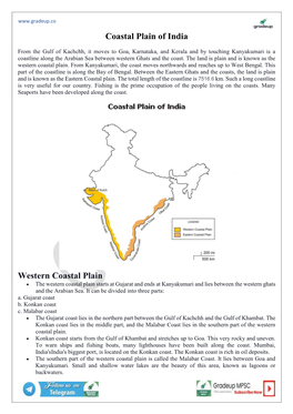 Coastal Plain of India Western Coastal Plain