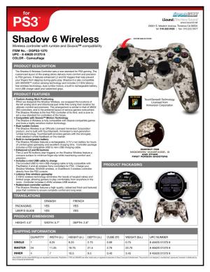 Shadow 6 Wireless CUSTOM ANALOG STICKS Wireless Controller with Rumble and Sixaxis™ Compatibility ITEM No