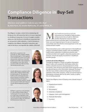 Compliance Diligence in Buy-Sell Transactions