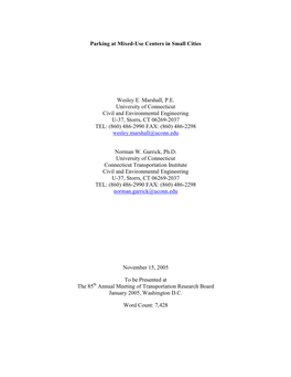 Parking at Mixed-Use Centers in Small Cities Wesley E. Marshall