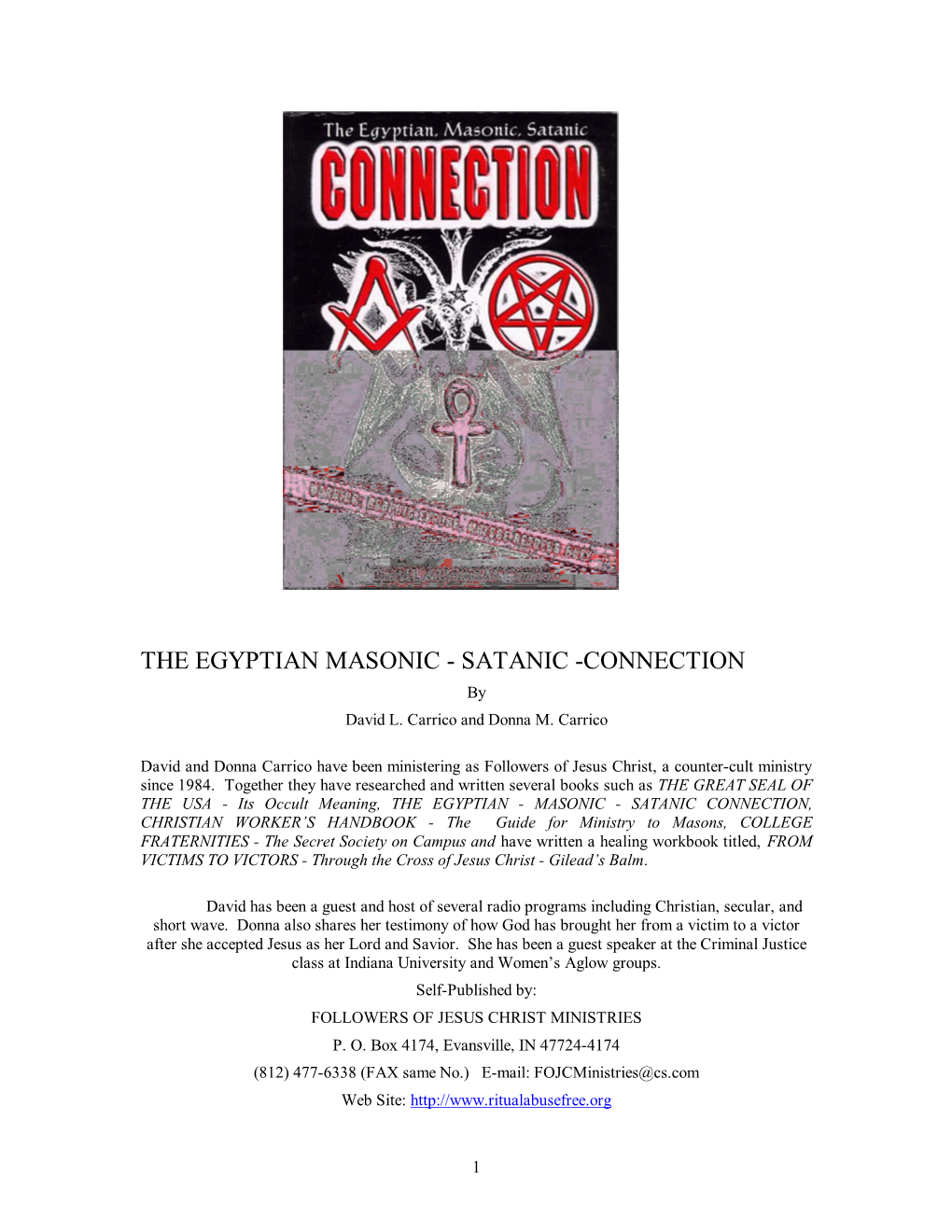 THE EGYPTIAN MASONIC - SATANIC -CONNECTION by David L