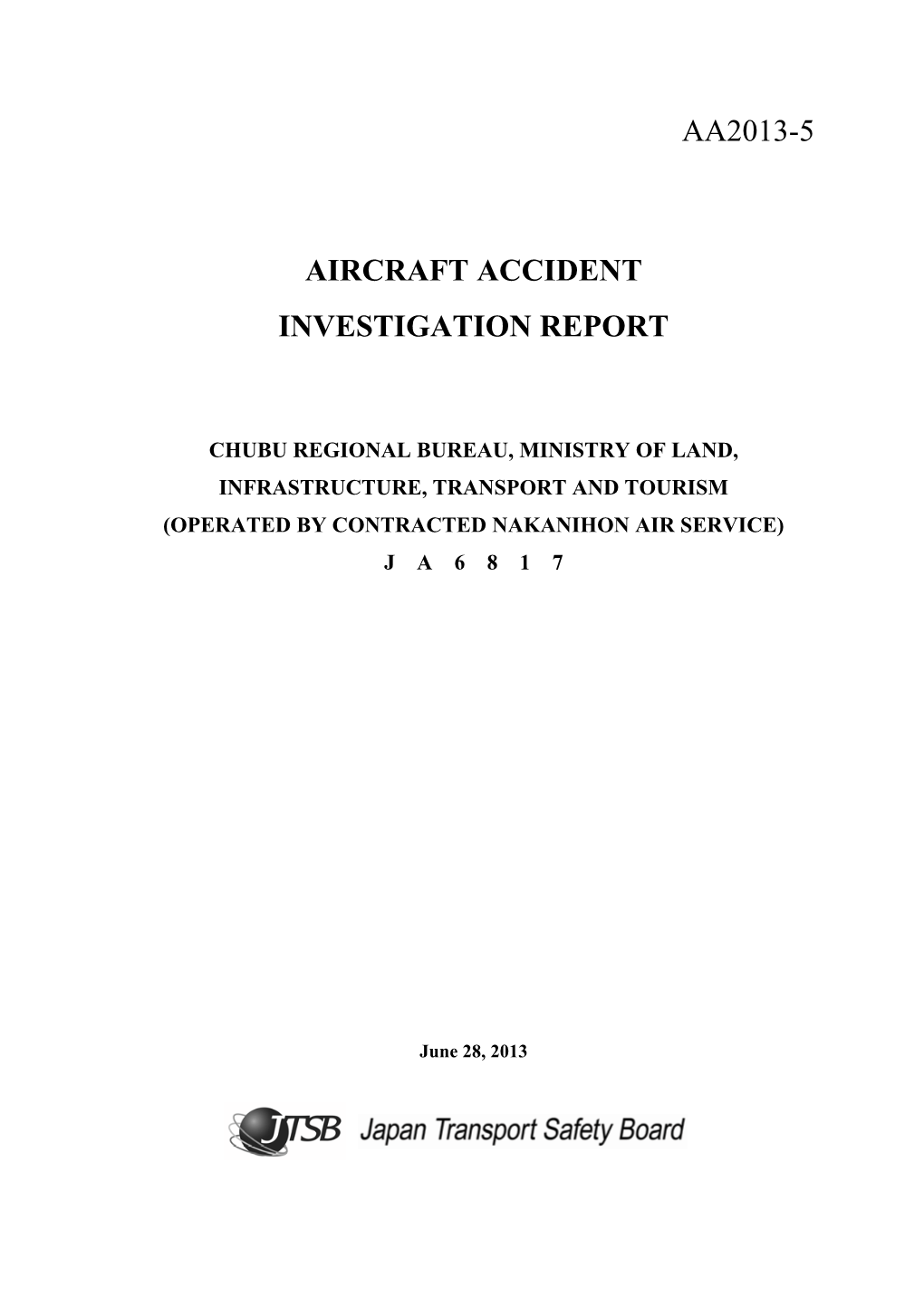 Aa2013-5 Aircraft Accident Investigation Report