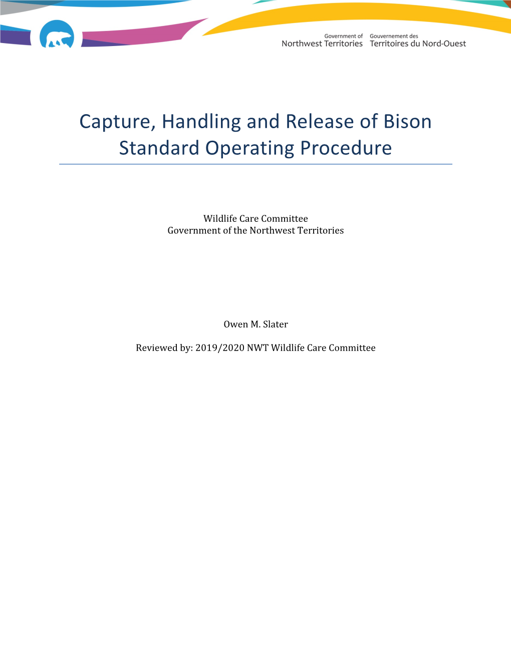 Capture, Handling and Release of Bison Standard Operating Procedure