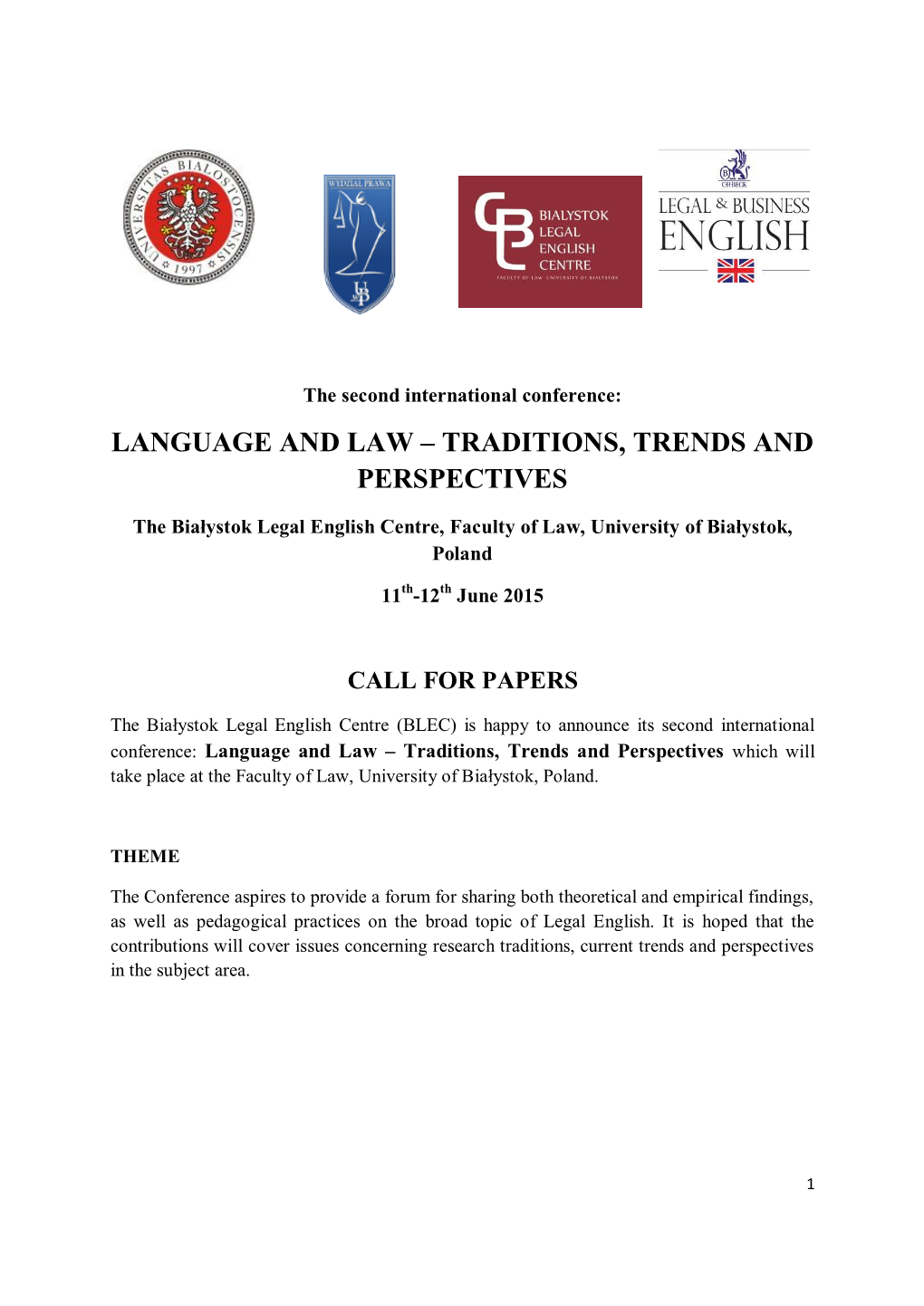 Language and Law – Traditions, Trends and Perspectives