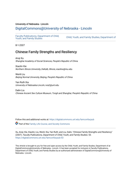 Chinese Family Strengths and Resiliency