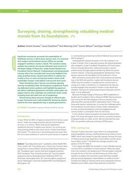 Surveying, Shoring, Strengthening: Rebuilding Medical Morale from Its Foundations