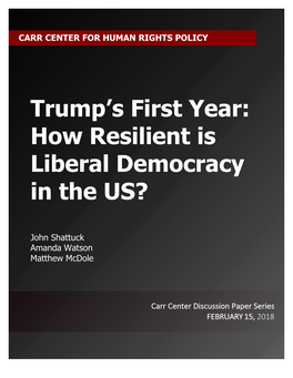 Trump's First Year: How Resilient Is Liberal Democracy in The