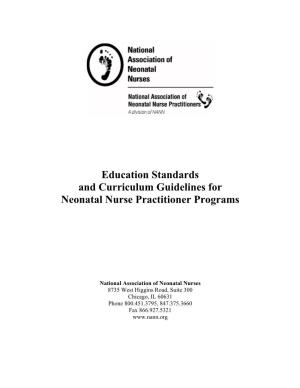 Education Standards and Curriculum Guidelines for Neonatal Nurse Practitioner Programs