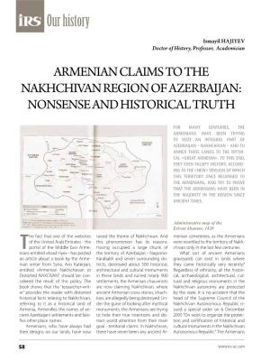 Armenian Claims to the Nakhchivan Region of Azerbaijan: Nonsense and Historical Truth