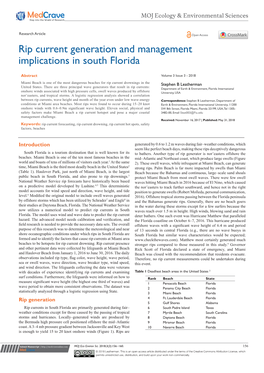 Rip Current Generation and Management Implications in South Florida